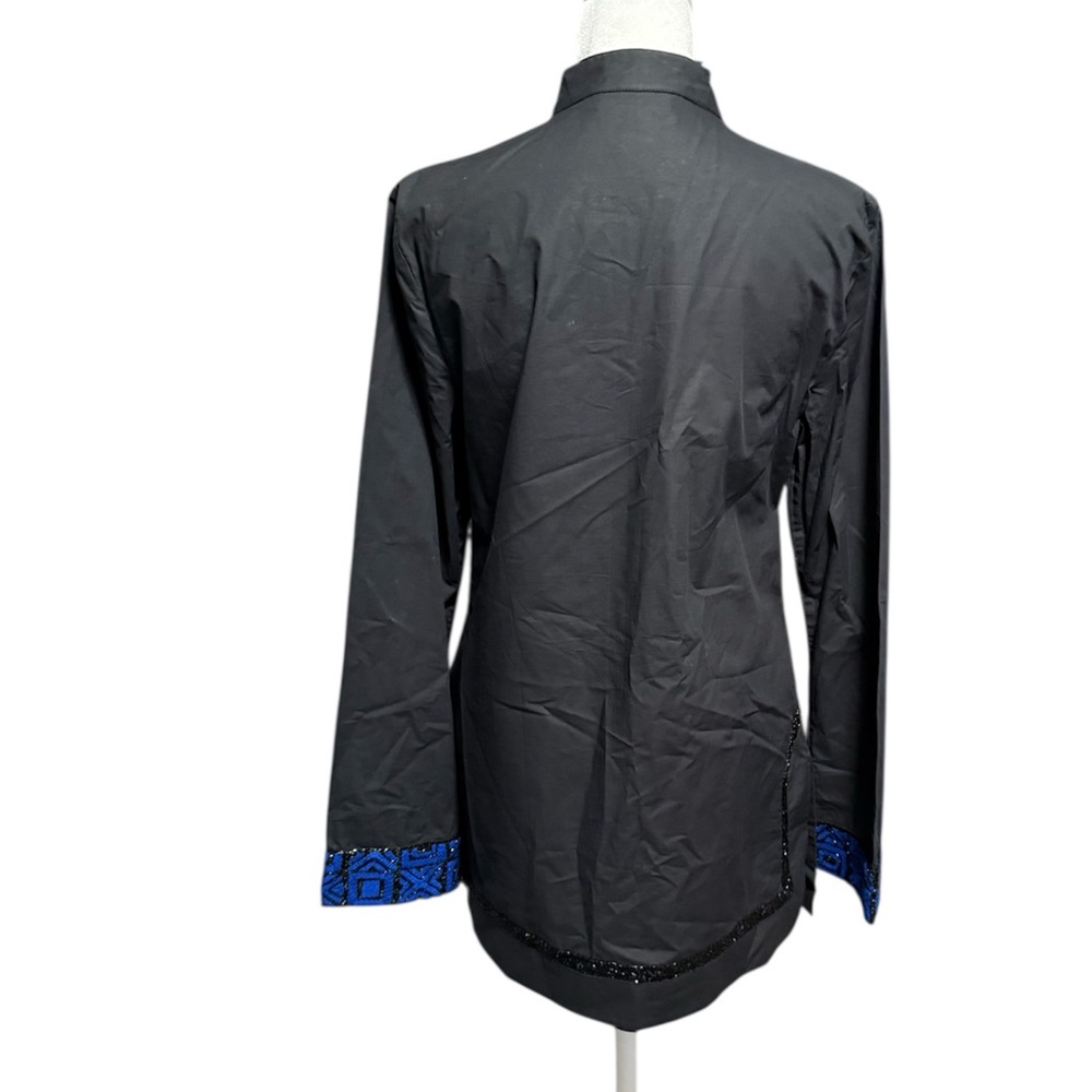 Tory Burch Black Top with Blue and Black Detailing-8 - Picture 2 of 9